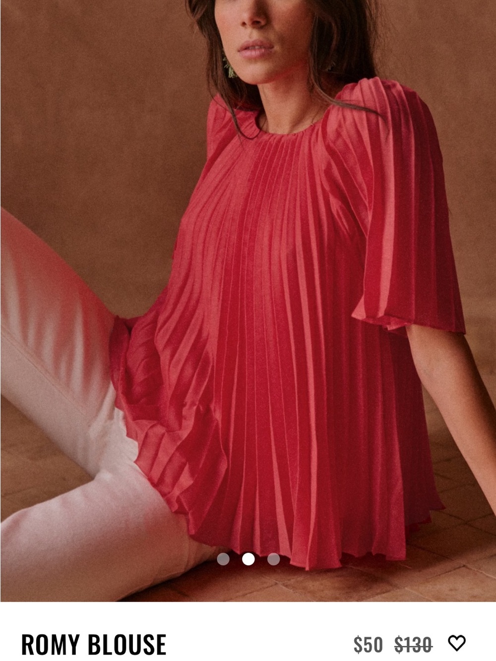 Sezane Romy Pleated Blouse - Coral Pink
